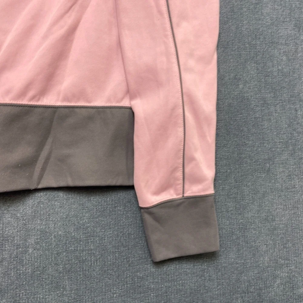 Nike Sportswear Athletic Jacket Girl L Pink Gray Fleece Lined Full Zip Mock Neck